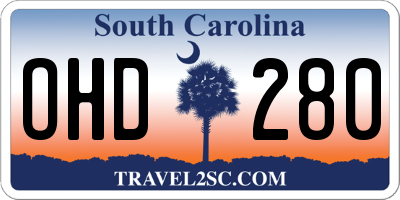 SC license plate OHD280