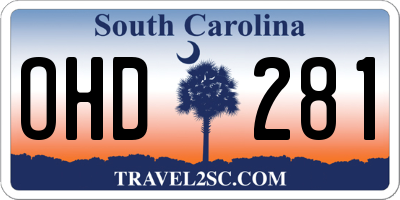 SC license plate OHD281