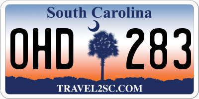 SC license plate OHD283