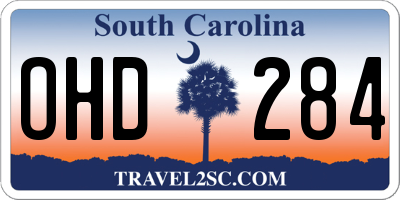 SC license plate OHD284