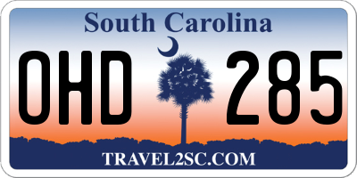 SC license plate OHD285
