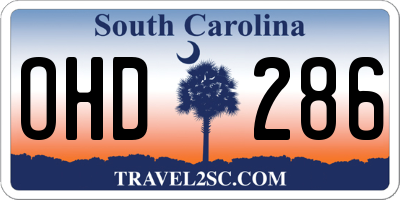 SC license plate OHD286