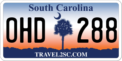 SC license plate OHD288