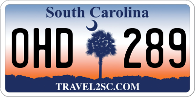 SC license plate OHD289
