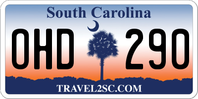 SC license plate OHD290
