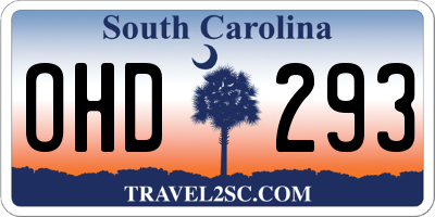 SC license plate OHD293