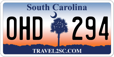 SC license plate OHD294