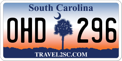 SC license plate OHD296