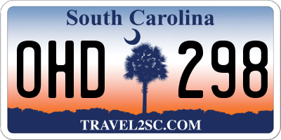 SC license plate OHD298