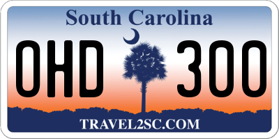 SC license plate OHD300