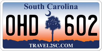 SC license plate OHD602
