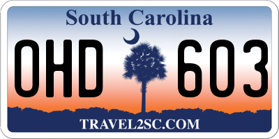 SC license plate OHD603