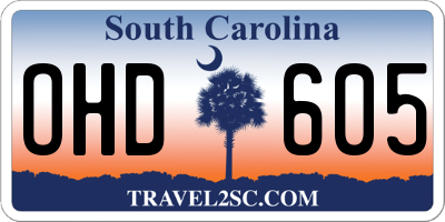 SC license plate OHD605