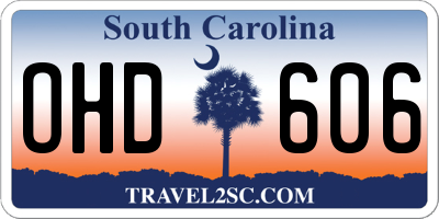 SC license plate OHD606
