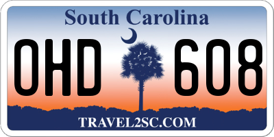 SC license plate OHD608