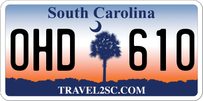 SC license plate OHD610