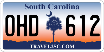 SC license plate OHD612