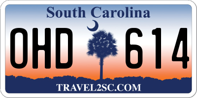 SC license plate OHD614