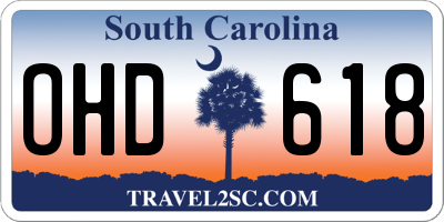 SC license plate OHD618