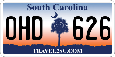 SC license plate OHD626