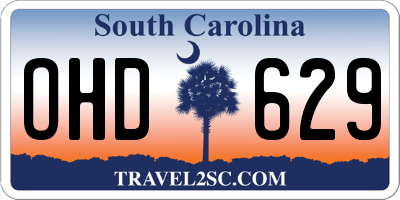 SC license plate OHD629