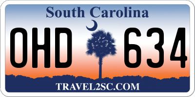 SC license plate OHD634