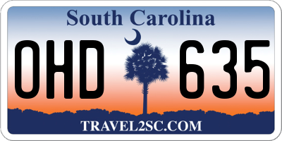 SC license plate OHD635