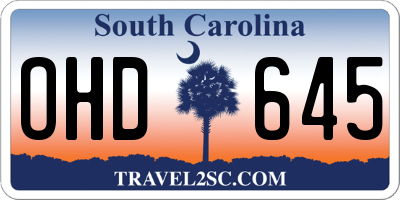 SC license plate OHD645