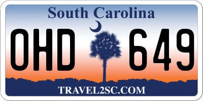 SC license plate OHD649