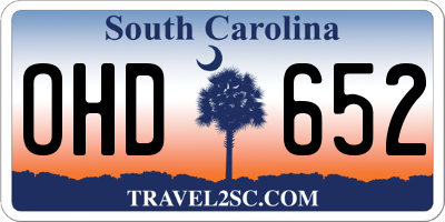 SC license plate OHD652