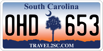 SC license plate OHD653