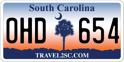 SC license plate OHD654
