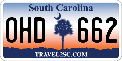 SC license plate OHD662