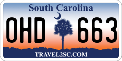 SC license plate OHD663