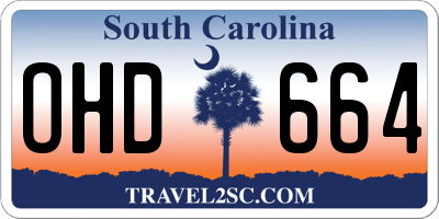 SC license plate OHD664