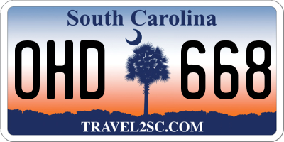 SC license plate OHD668