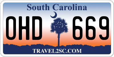 SC license plate OHD669