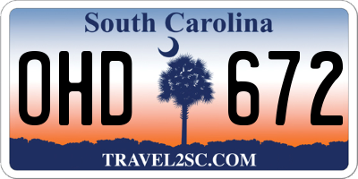 SC license plate OHD672