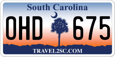 SC license plate OHD675