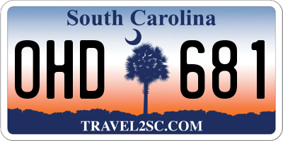 SC license plate OHD681