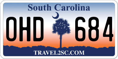 SC license plate OHD684