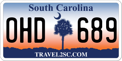 SC license plate OHD689