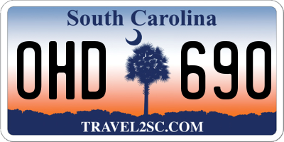 SC license plate OHD690