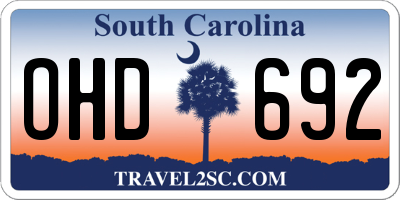 SC license plate OHD692