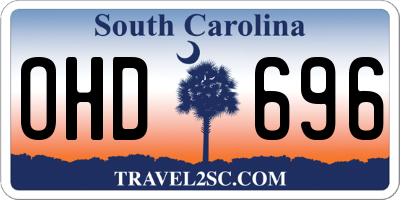 SC license plate OHD696