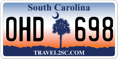 SC license plate OHD698