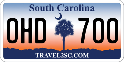 SC license plate OHD700