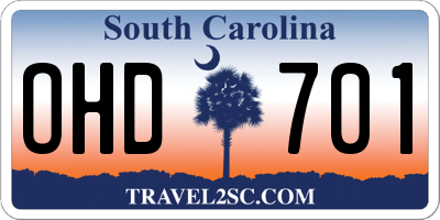 SC license plate OHD701