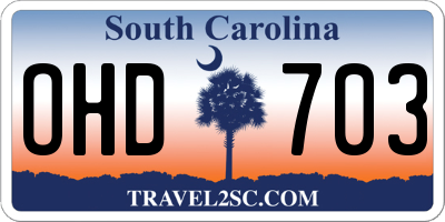 SC license plate OHD703