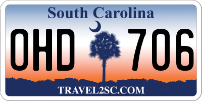 SC license plate OHD706